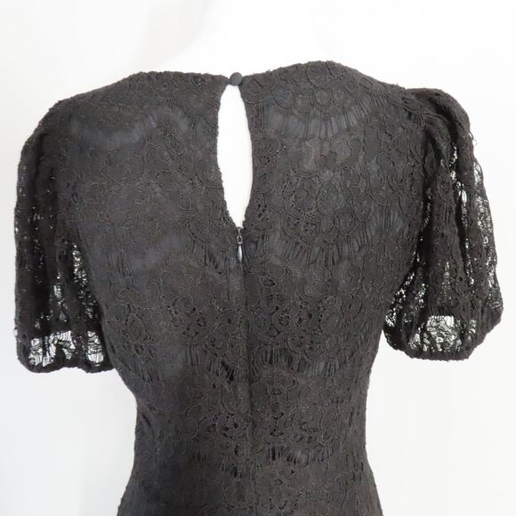 Yumi Kim Alicia Black Pixie Eyelet Lined Puffy Short Sleeve Flounce Dress Small - Picture 5 of 9